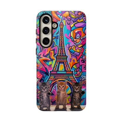 Cat Graffiti Eiffel Phone Case — Colorful Urban Parisian iPhone Cover
