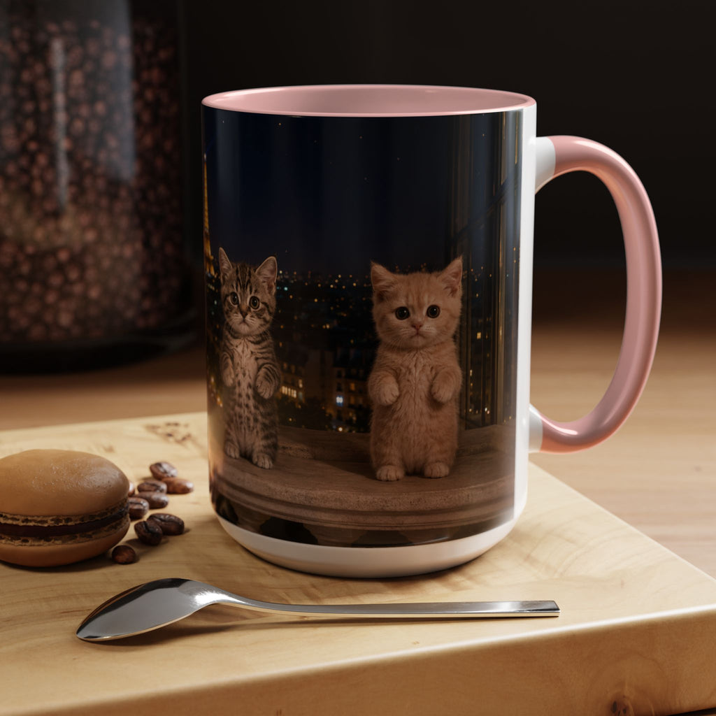 Paris Kittens Coffee Mug — Cute Cat Nightscape Accent Mug (11/15 oz)