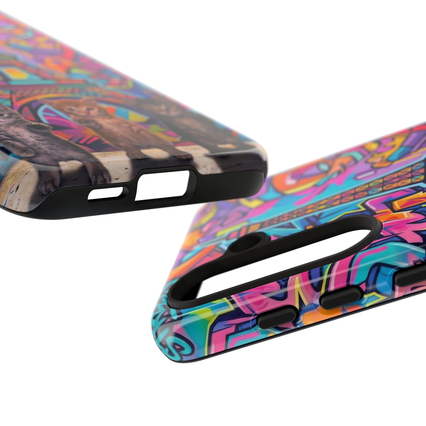 Cat Graffiti Eiffel Phone Case — Colorful Urban Parisian iPhone Cover