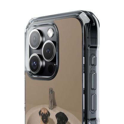 Clear Magnetic Phone Case – Cute Pups in Sink Photo Design