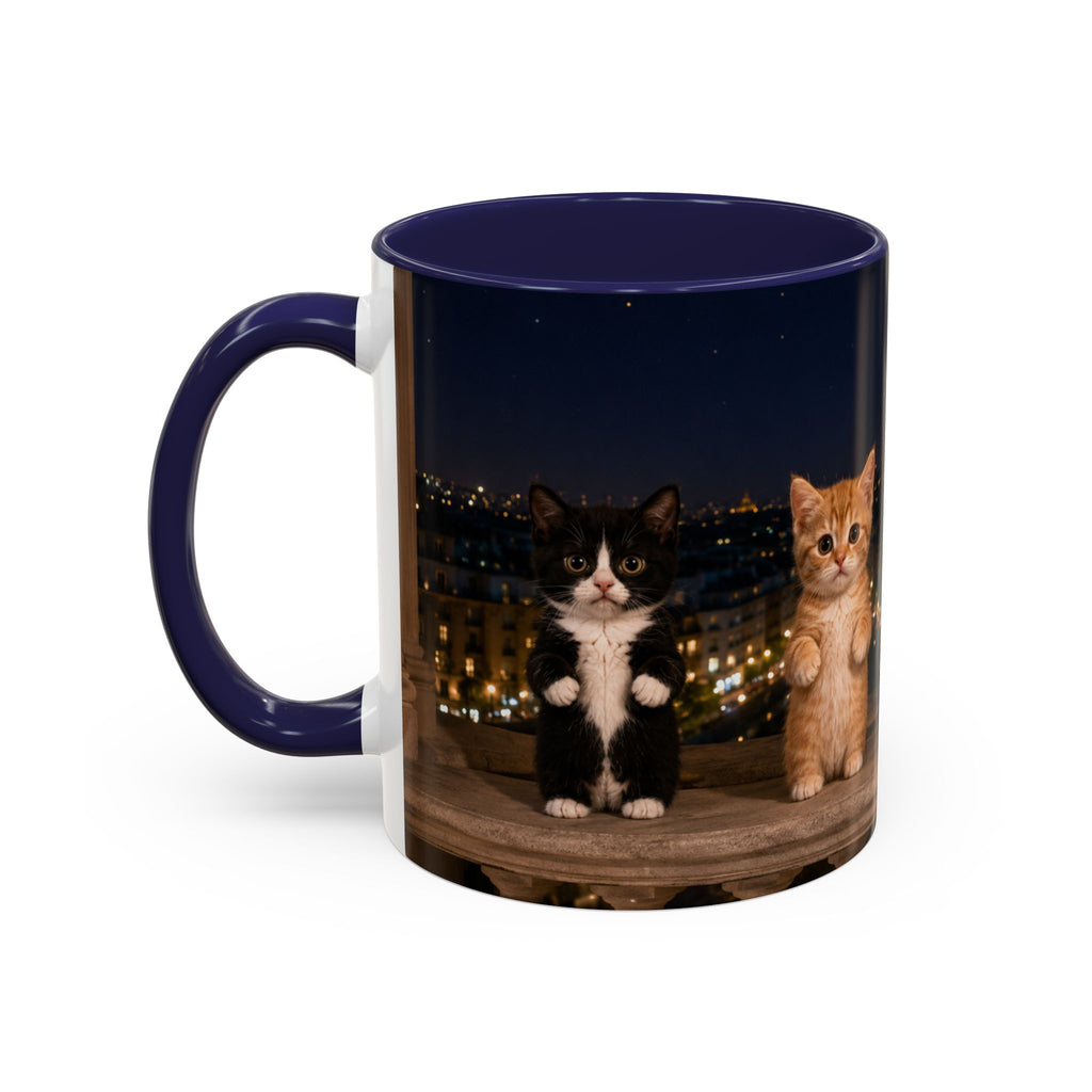Paris Kittens Coffee Mug — Cute Cat Nightscape Accent Mug (11/15 oz)