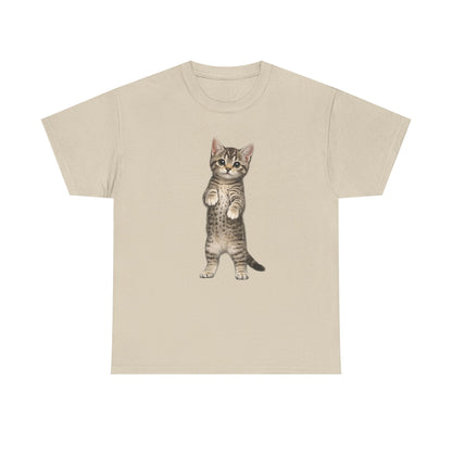 Standing Tabby Kitten T-Shirt — Cute Cat Graphic Tee for Cat Lovers
