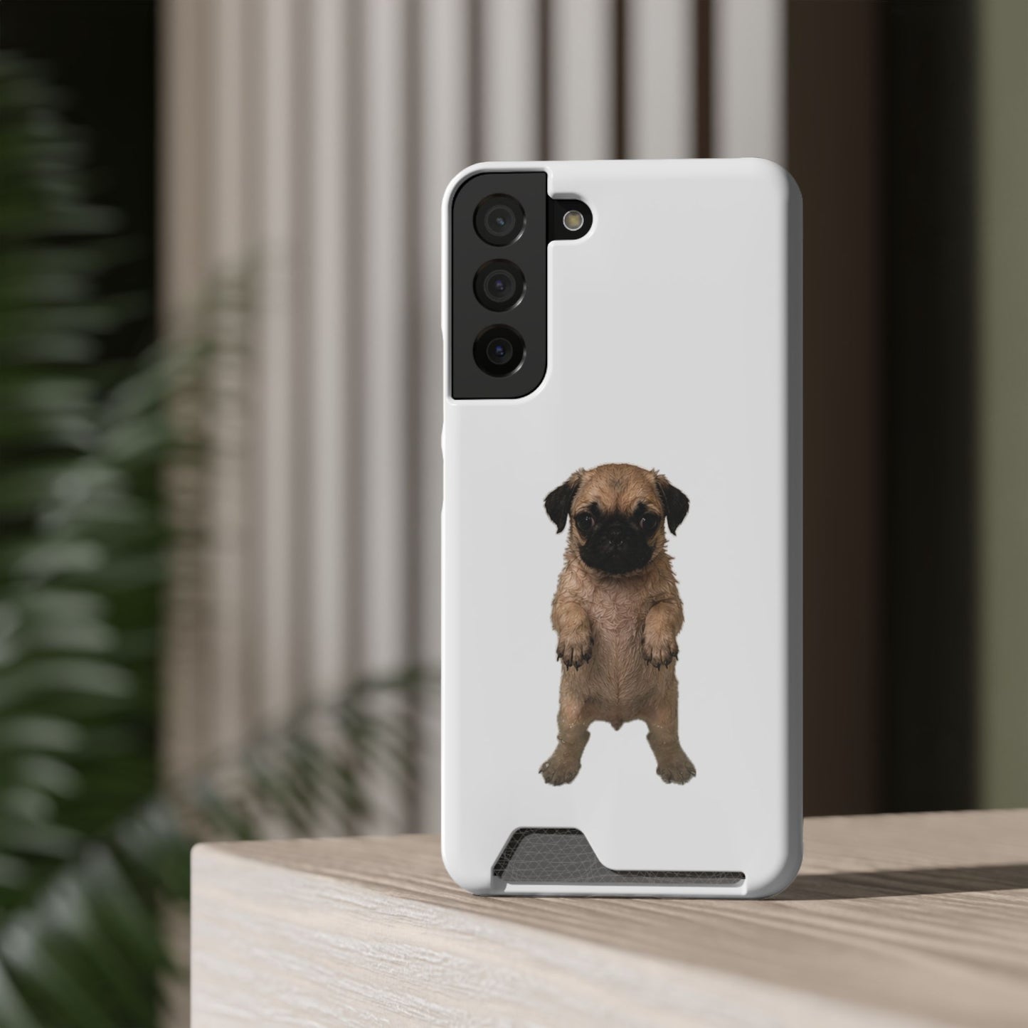 Cute Standing  Pug Card Holder Phone Case