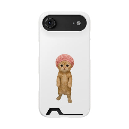 Cute Cat Shower Cap Phone Card Case