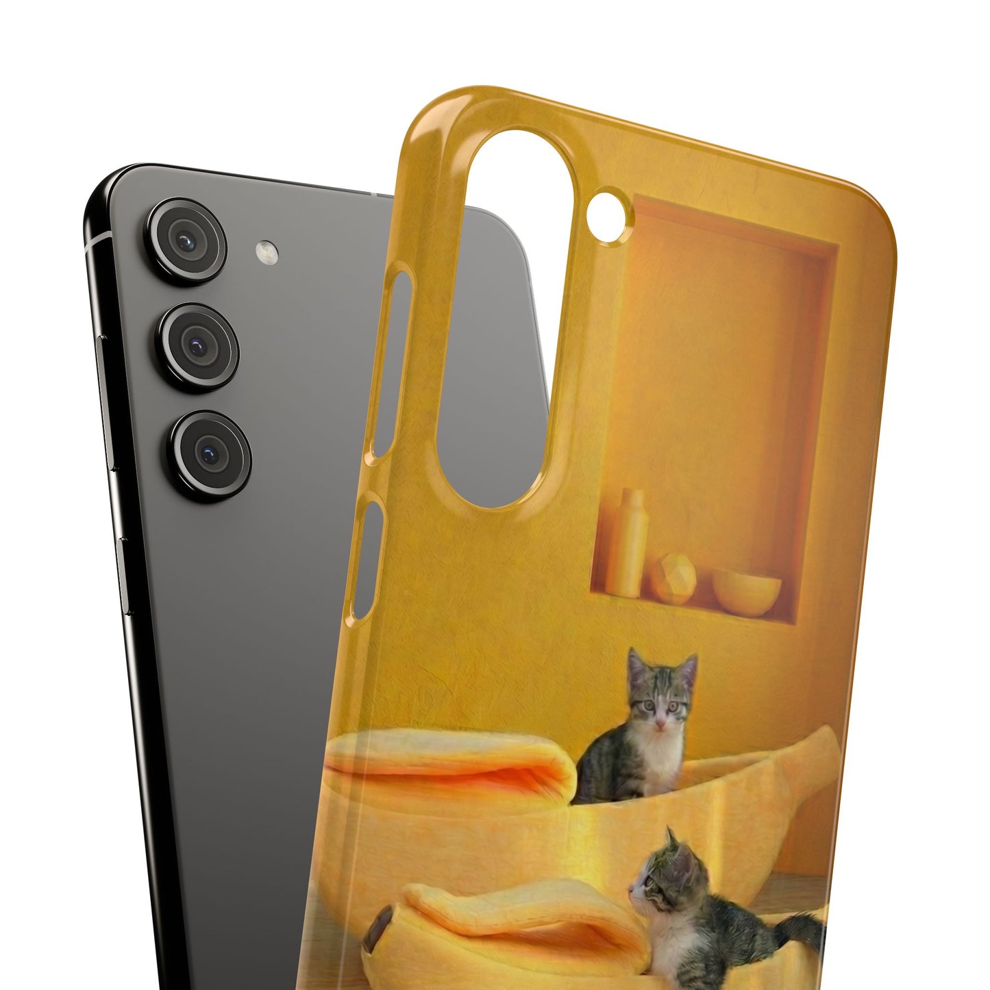 Cat Cozy Phone Case – Cute Kittens in Yellow Living Room Snap Case