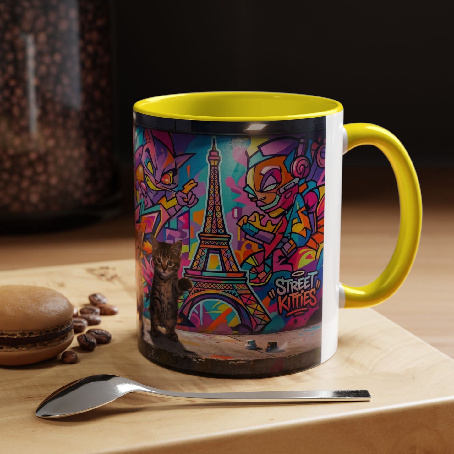Street Kitties Graffiti Coffee Mug — Colorful Cat Art Accent Mug (11/15oz)
