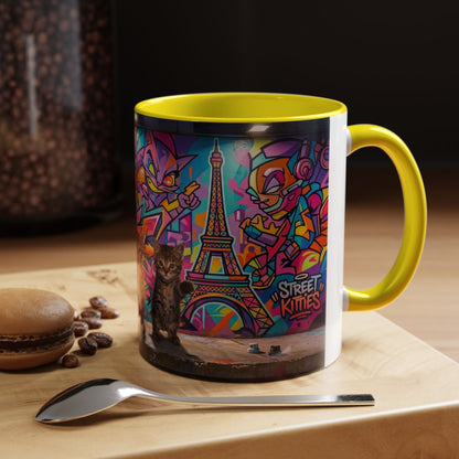 Street Kitties Graffiti Coffee Mug — Colorful Cat Art Accent Mug (11/15oz)