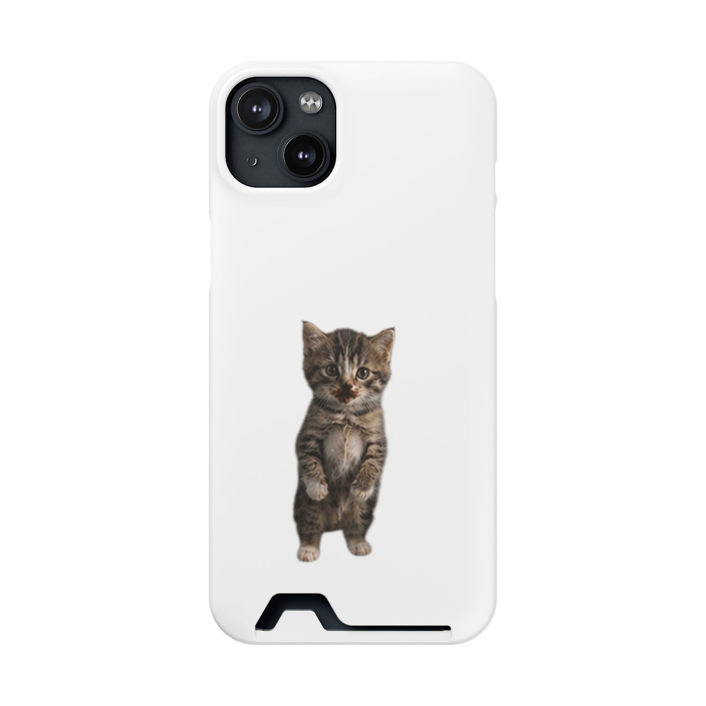 Cute Standing Kitten Phone Case with Card Holder