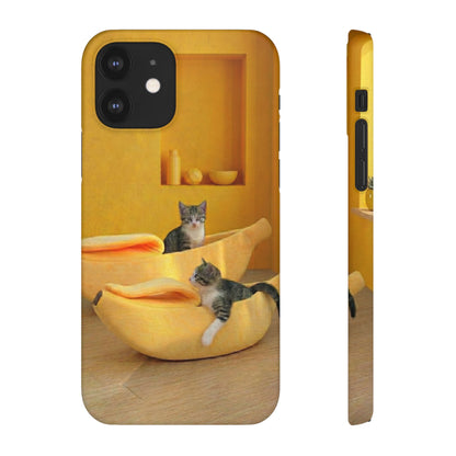 Cat Cozy Phone Case – Cute Kittens in Yellow Living Room Snap Case