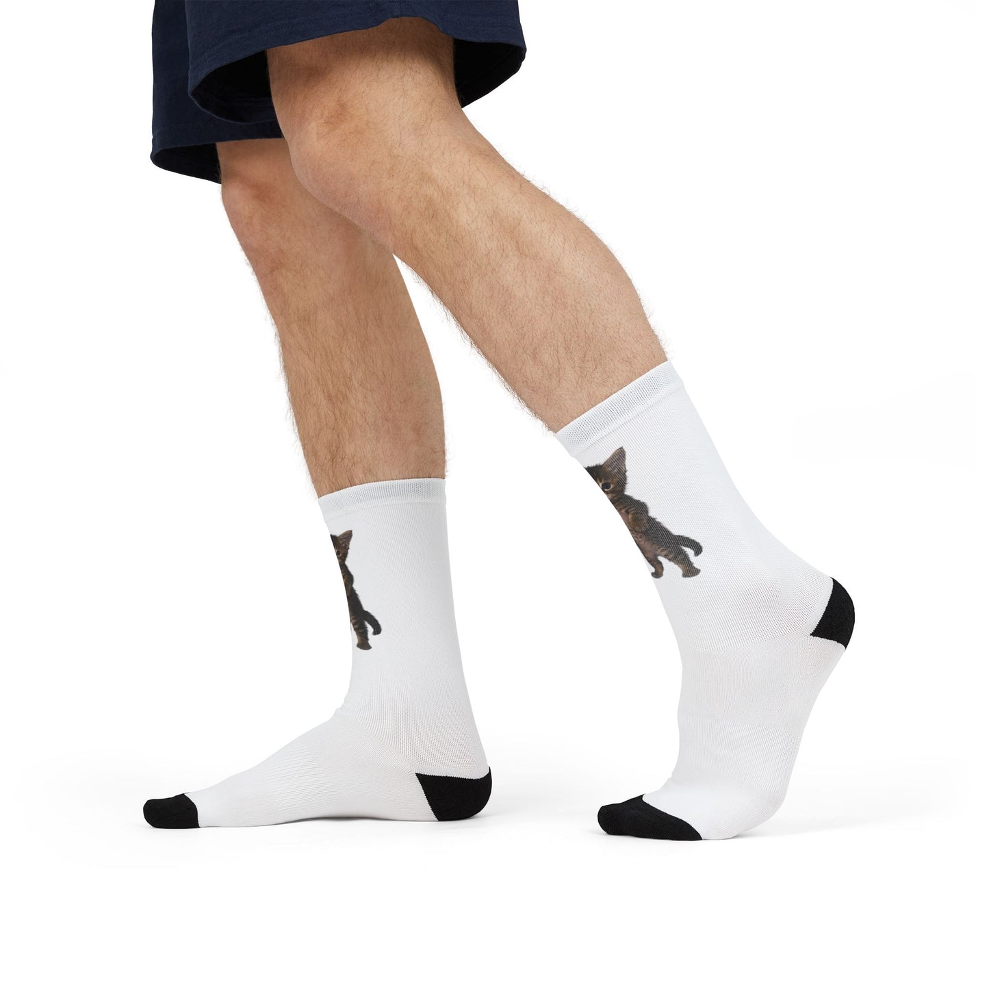 Cute Standing Kitten Sublimation Crew Socks