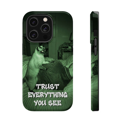 Phone Case 'Trust Everything You See' Green Dog Photo Magnetic Impact-Resistant Case