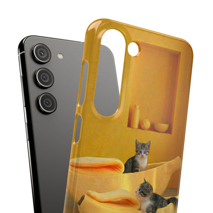 Cat Cozy Phone Case – Cute Kittens in Yellow Living Room Snap Case