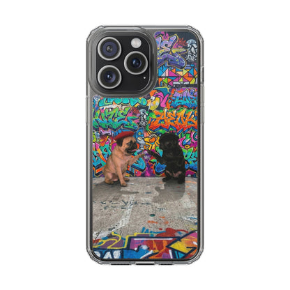 Clear Phone Case — Colorful Graffiti Pugs Design
