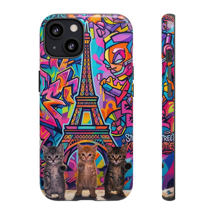 Cat Graffiti Eiffel Phone Case — Colorful Urban Parisian iPhone Cover