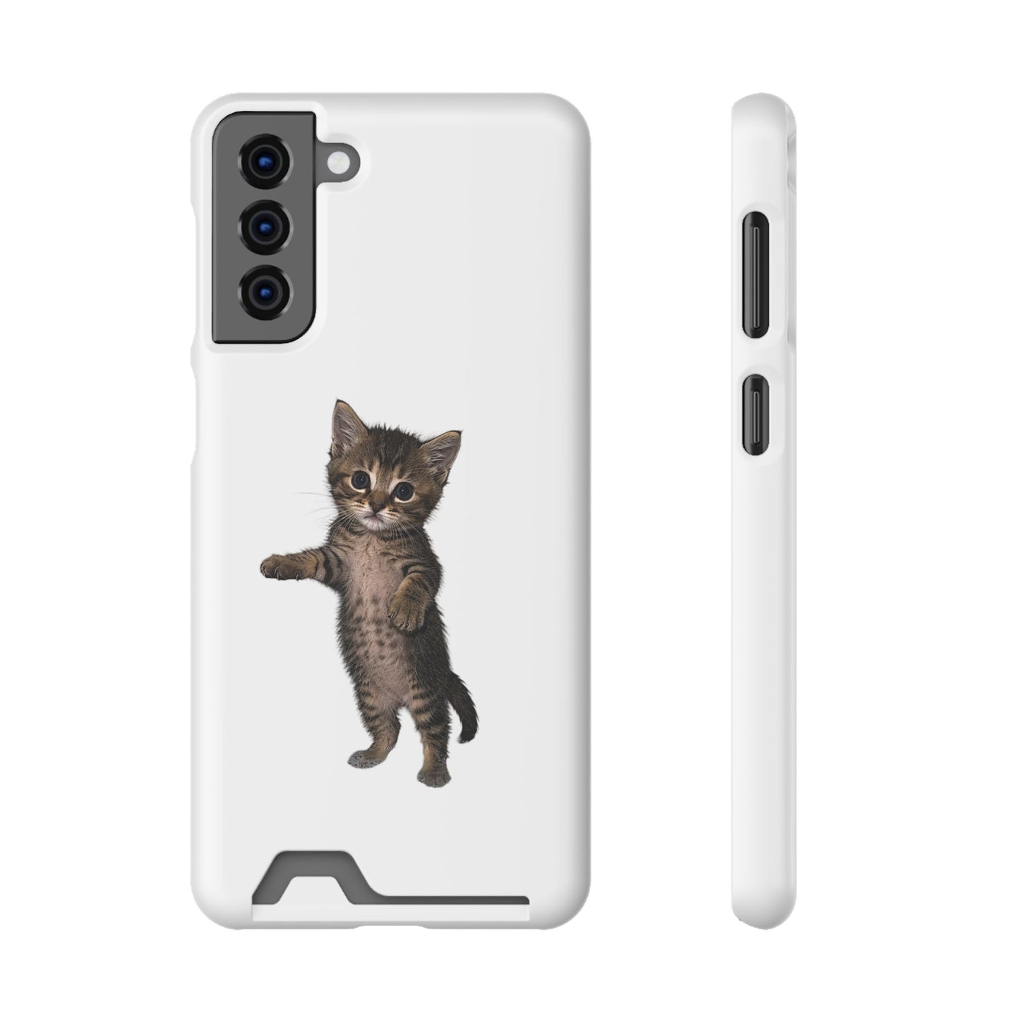 Cute Standing Kitten Phone Case with Card Holder
