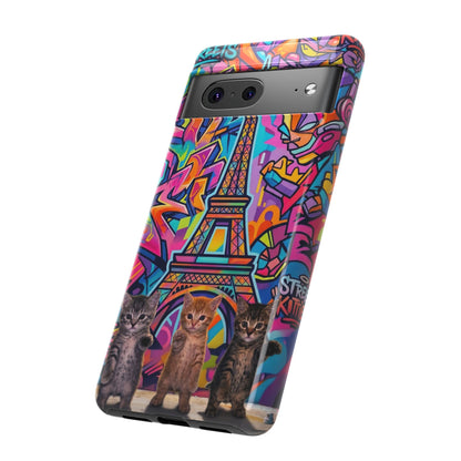 Cat Graffiti Eiffel Phone Case — Colorful Urban Parisian iPhone Cover