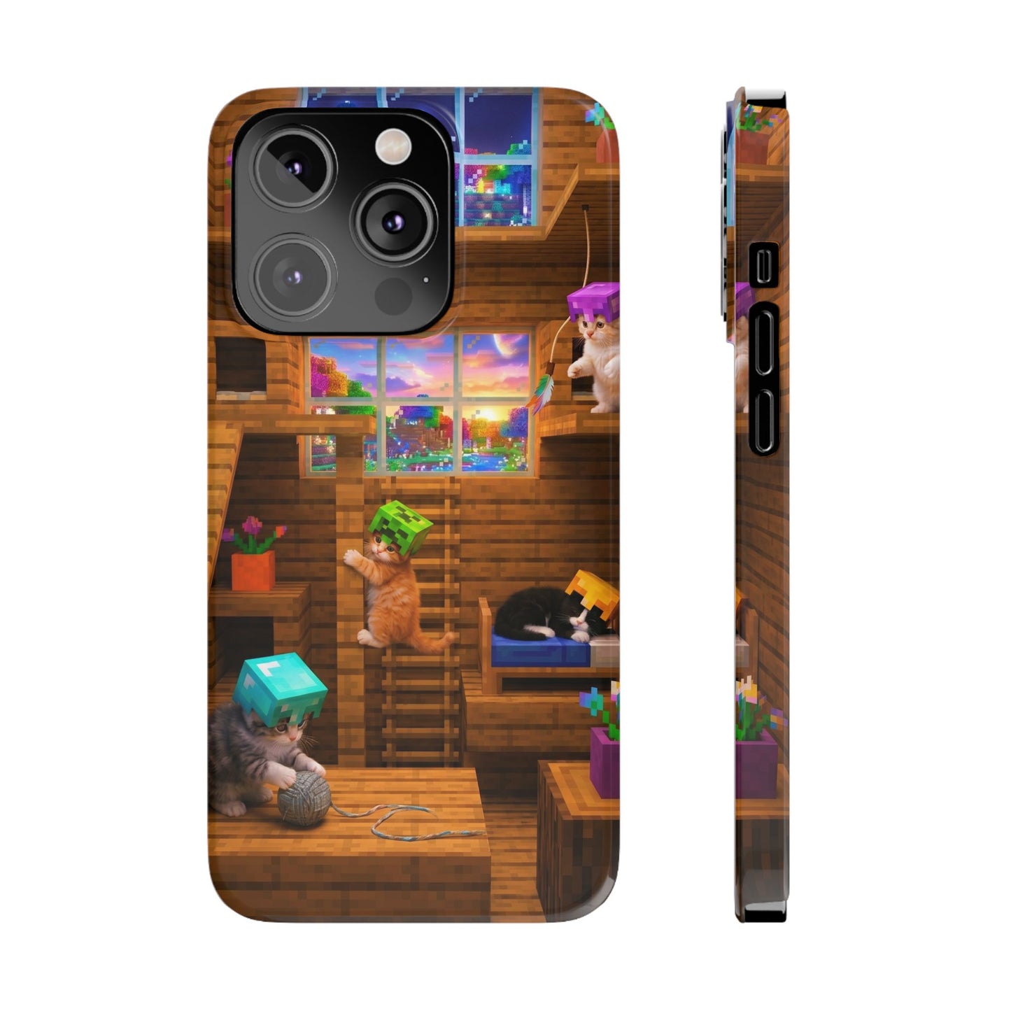 Minecraft Cozy Treehouse Slim Phone Case — Gamer Pixel Cabin Design