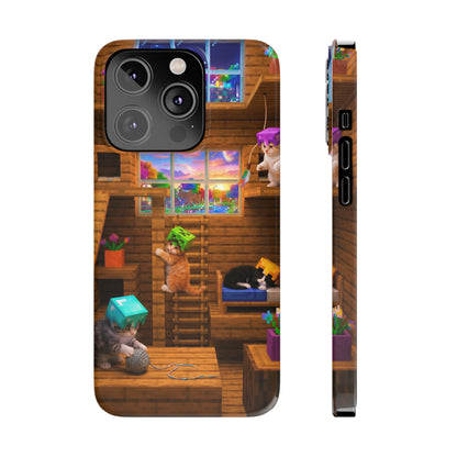 Minecraft Cozy Treehouse Slim Phone Case — Gamer Pixel Cabin Design