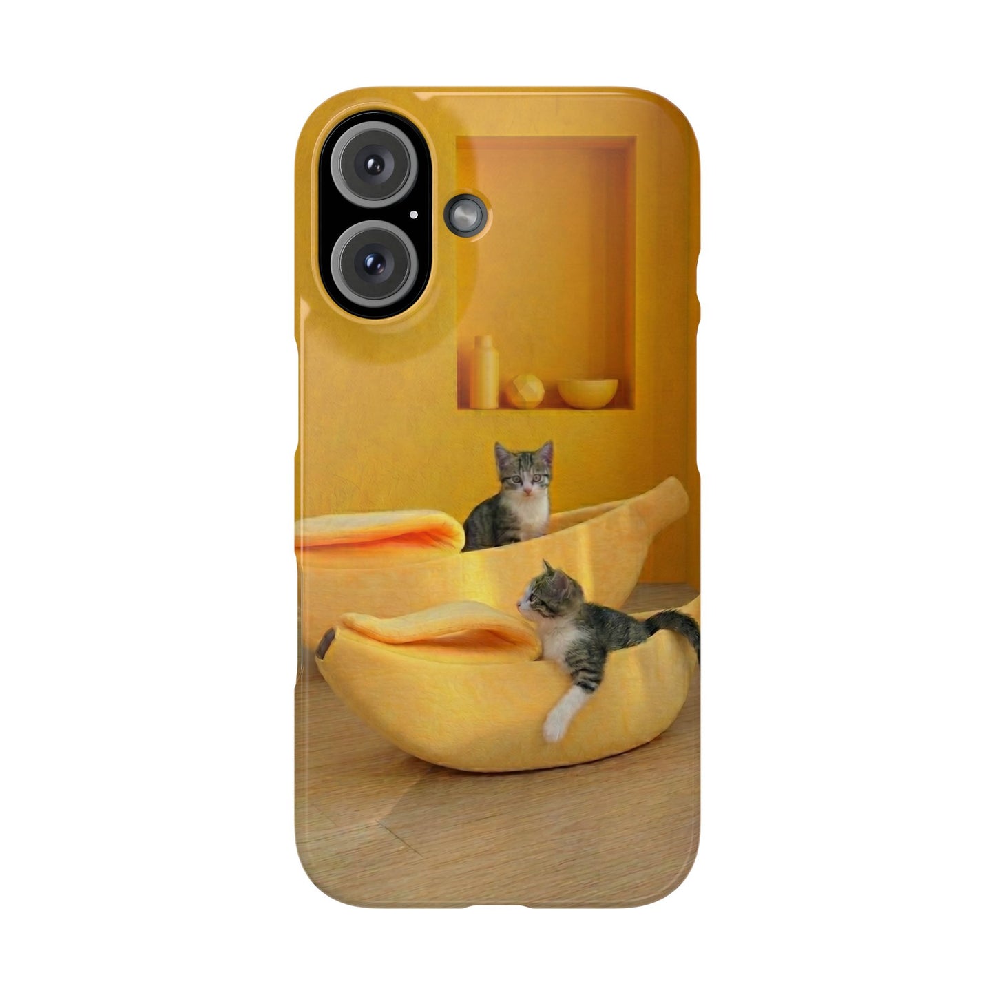 Cat Cozy Phone Case – Cute Kittens in Yellow Living Room Snap Case