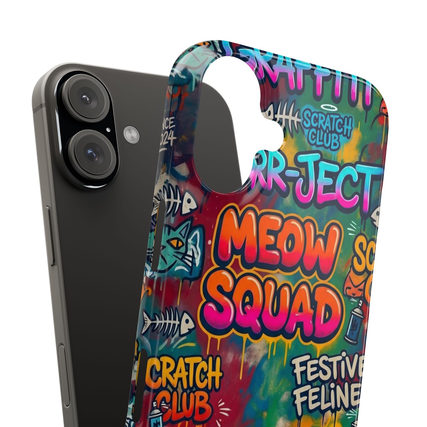 Meow Squad Graffiti Phone Case — Colorful Cat Crew Slim Case