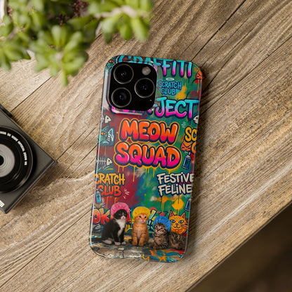 Meow Squad Graffiti Phone Case — Colorful Cat Crew Slim Case