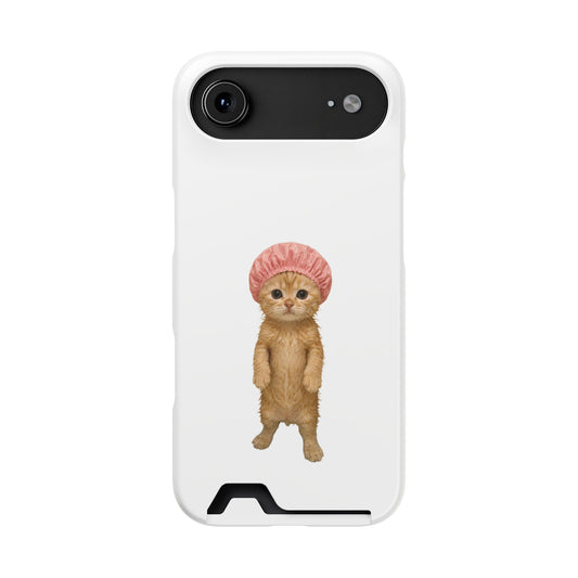 Cute Cat Shower Cap Phone Card Case