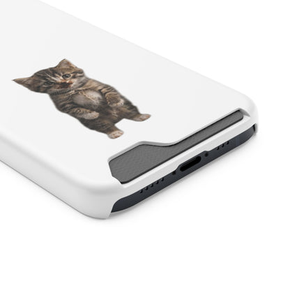Cute Standing Kitten Phone Case with Card Holder