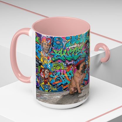 Graffiti Pug Coffee Mug — Colorful Street Art Accent Mug (11/15oz)
