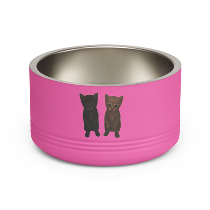 Cute Black & Brown Cat Pair  Pet Bowl  18oz