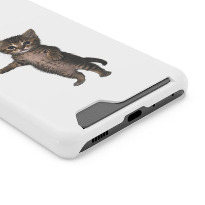 Cute Standing Kitten Phone Case with Card Holder