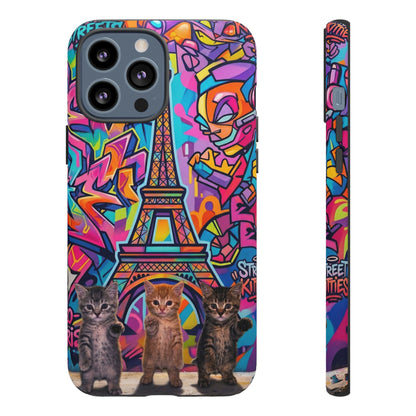 Cat Graffiti Eiffel Phone Case — Colorful Urban Parisian iPhone Cover