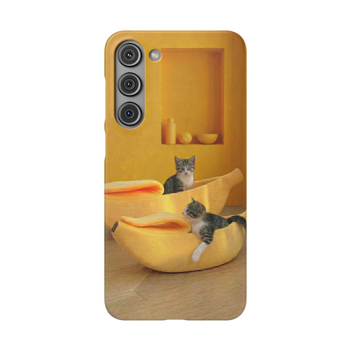 Cat Cozy Phone Case – Cute Kittens in Yellow Living Room Snap Case