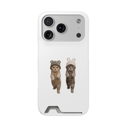 Kawaii Cats with Bear & Bunny  Cute Cat Duo Phone Card Case