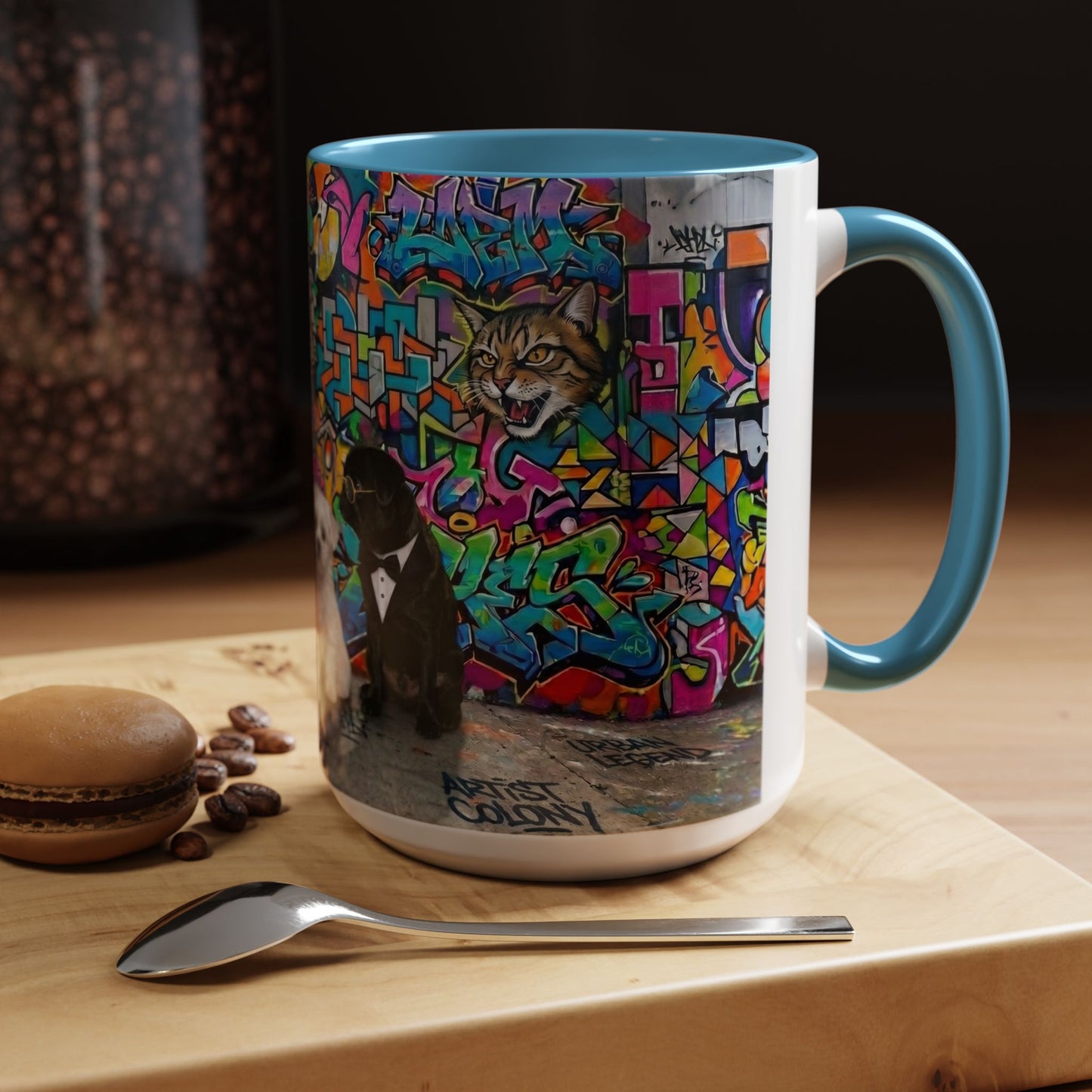 Graffiti Pets Coffee Mug — Colorful Street Art Dog & Cat Accent Mug (11/15oz)