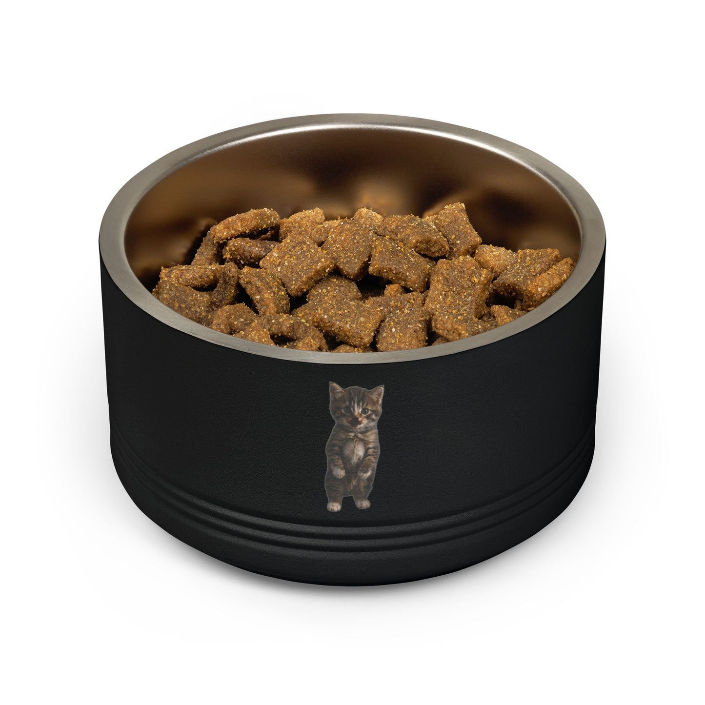Cute Standing Kitten Stainless Steel Pet Bowl  18oz