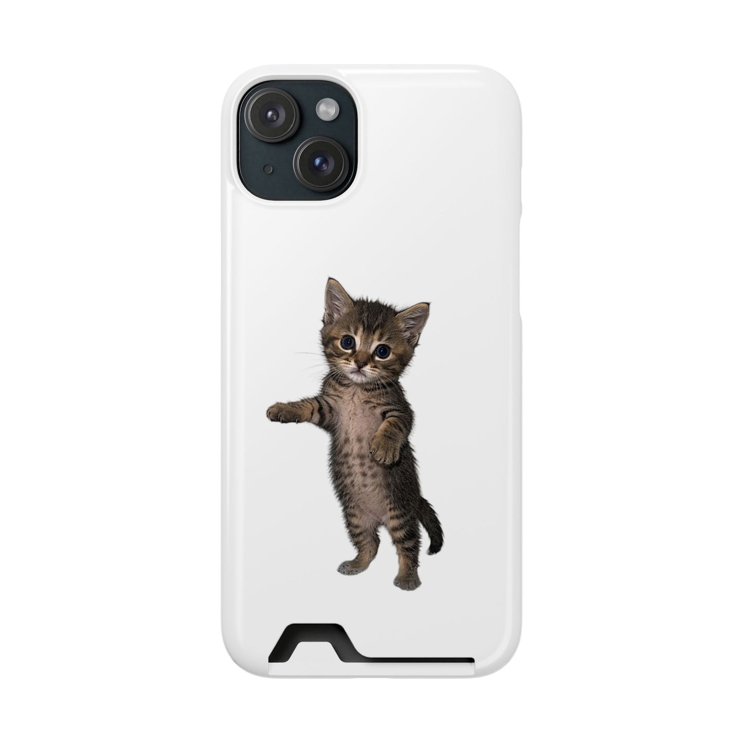 Cute Standing Kitten Phone Case with Card Holder