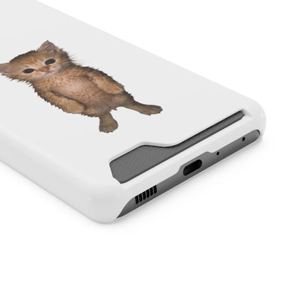 Cute Standing Kitten Phone Case with Card Holder