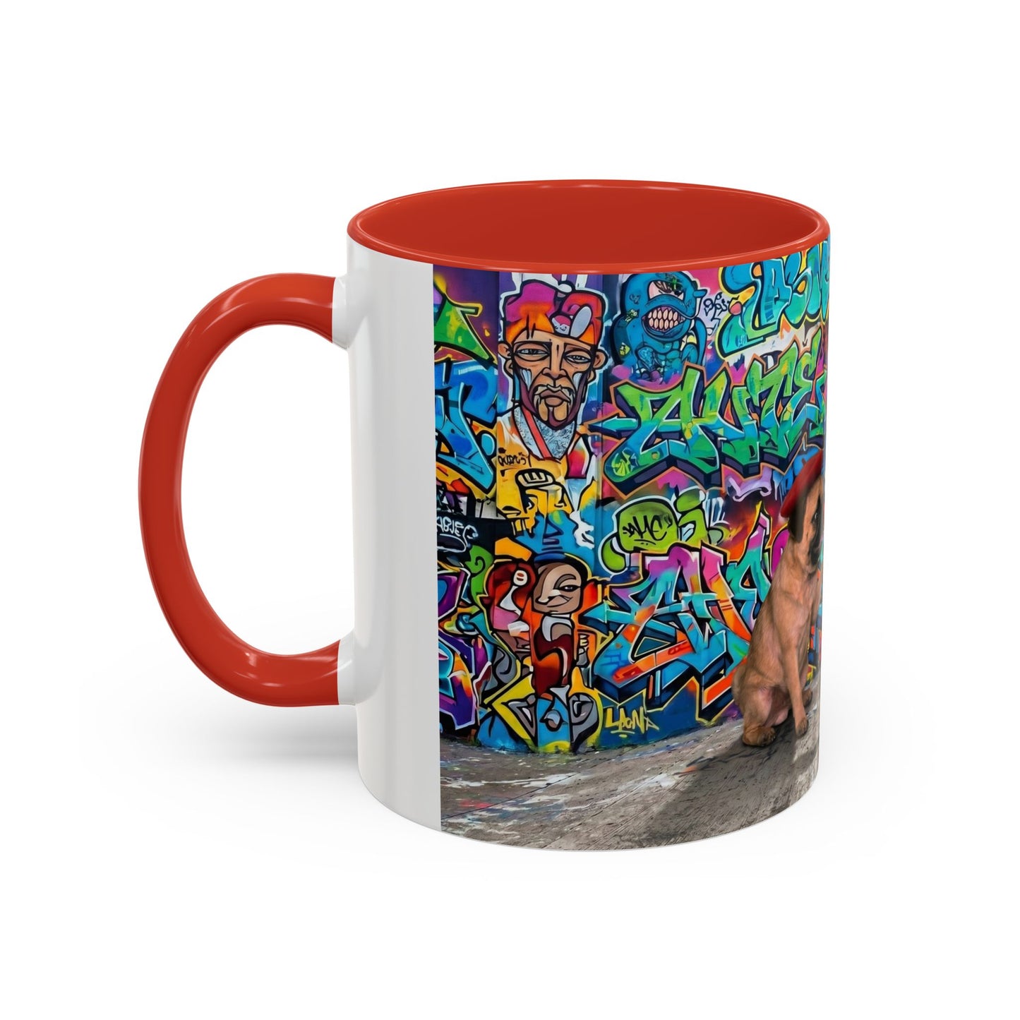Graffiti Pug Coffee Mug — Colorful Street Art Accent Mug (11/15oz)