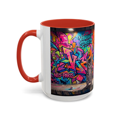 Street Kitties Graffiti Coffee Mug — Colorful Cat Art Accent Mug (11/15oz)