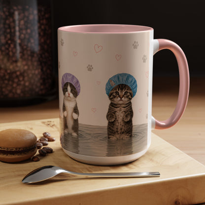 Cute Kittens in Shower Caps Accent Coffee Mug – 11/15oz