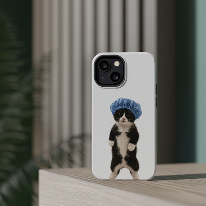 Cute Cat in Shower Cap Magnetic Impact-Resistant Phone Case