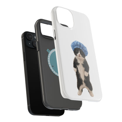 Cute Cat in Shower Cap Magnetic Impact-Resistant Phone Case