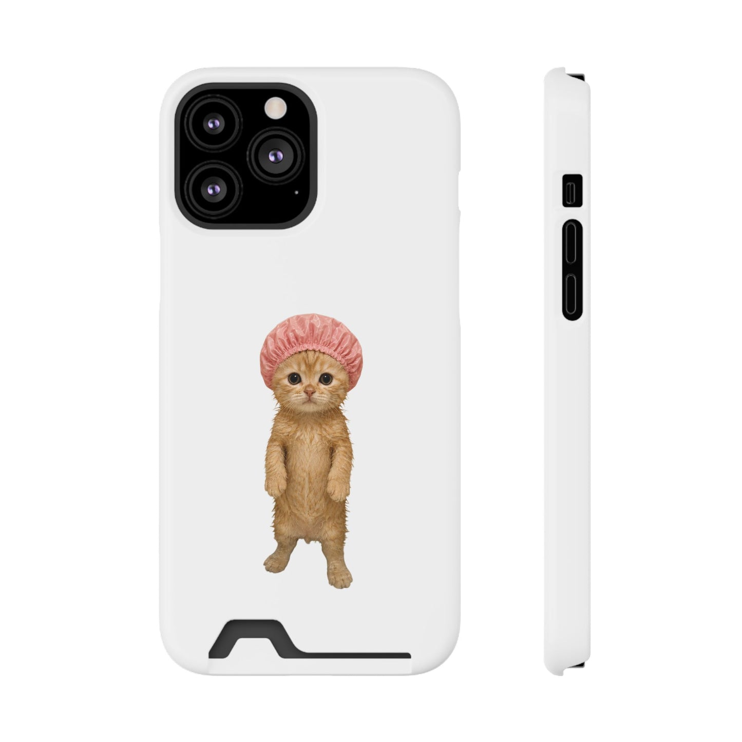 Cute Cat Shower Cap Phone Card Case