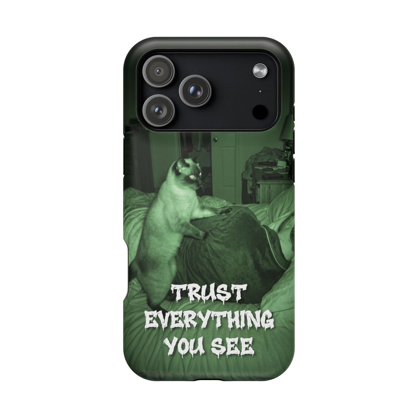 Phone Case 'Trust Everything You See' Green Dog Photo Magnetic Impact-Resistant Case