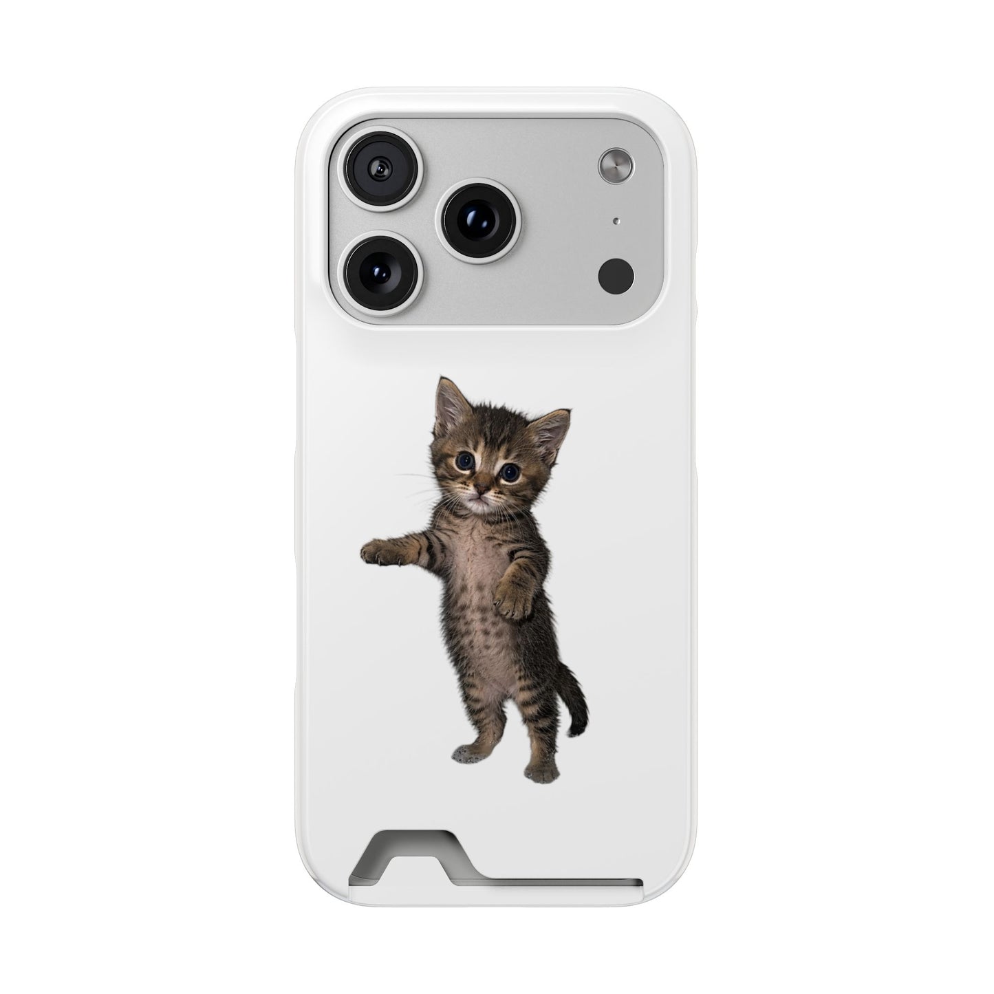 Cute Standing Kitten Phone Case with Card Holder