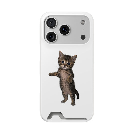 Cute Standing Kitten Phone Case with Card Holder