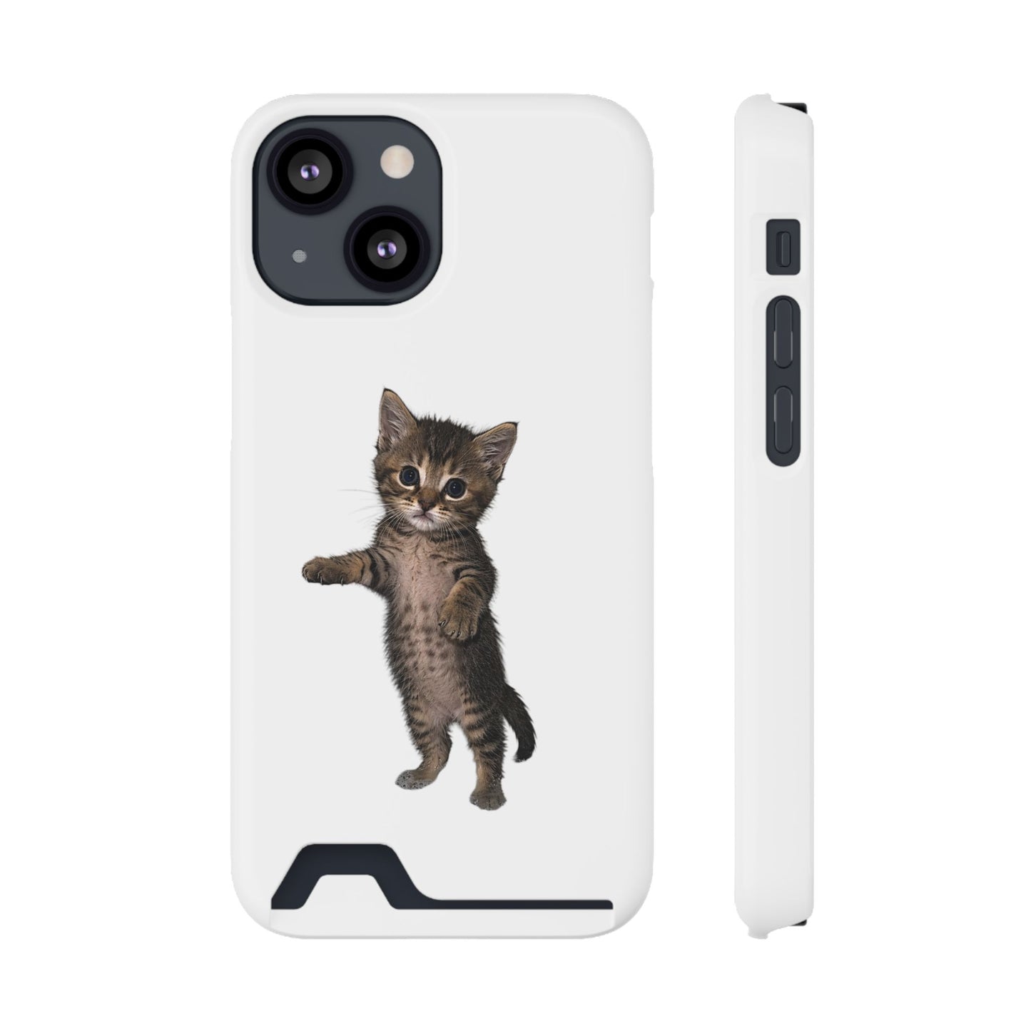 Cute Standing Kitten Phone Case with Card Holder