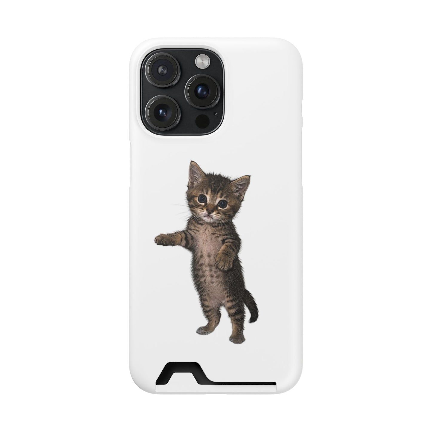 Cute Standing Kitten Phone Case with Card Holder