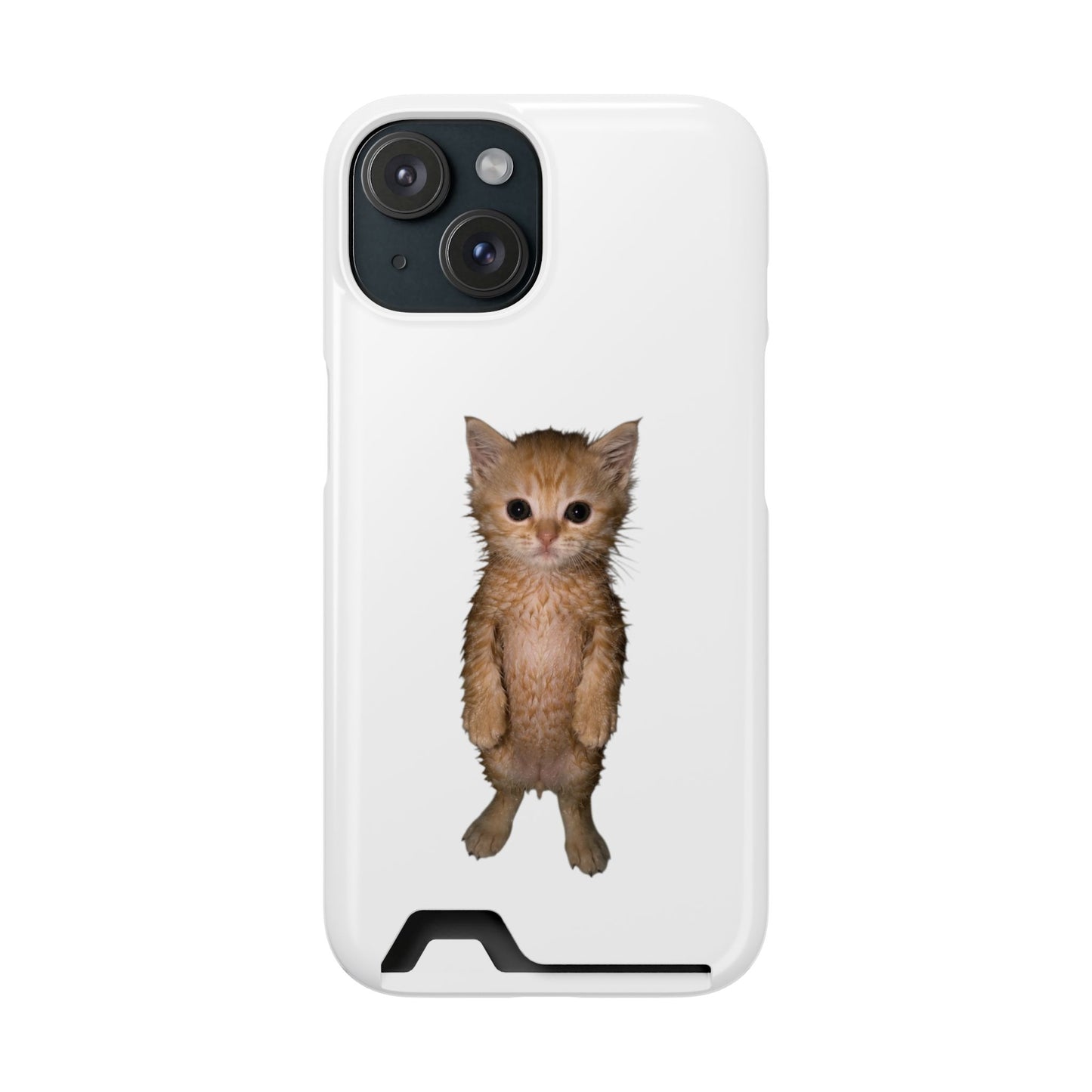 Cute Standing Kitten Phone Case with Card Holder
