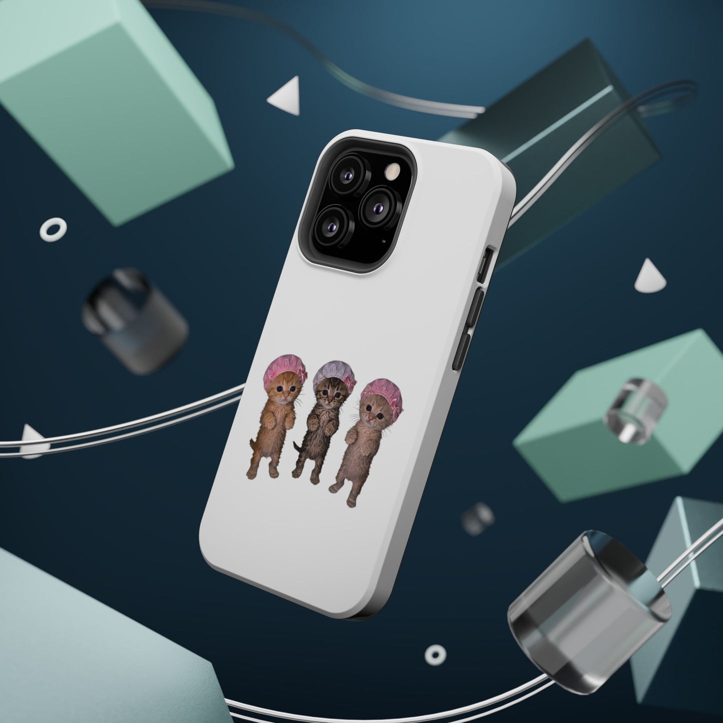 Cute Standing Kittens with Shower Caps  Phone Case